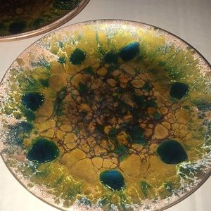 Set of 2 California Cloissonné Enamel Plate, Copper Wall Art, Landau, Vintage